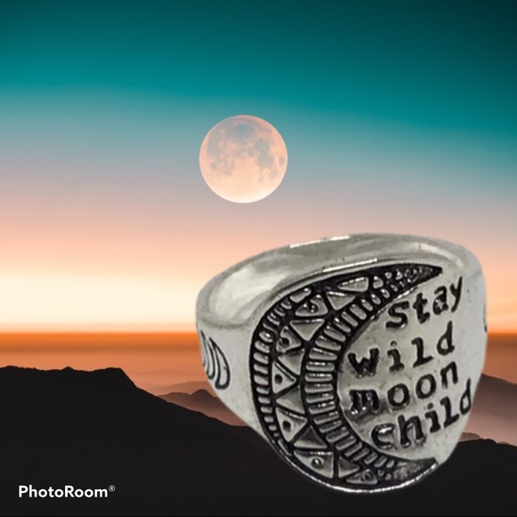 Stay Wild Moon Child Ring Size 9 10 Gypsy Wicca - Picture 8 of 8